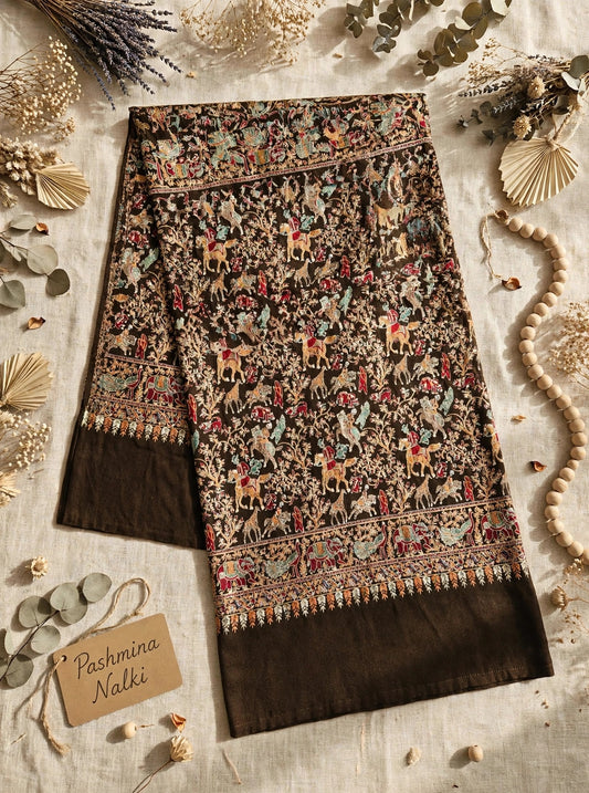 The Royal Shikargah - Heirloom Pashmina Nalki Shawl