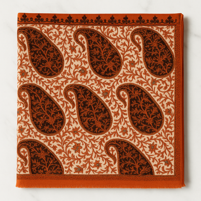 Rust & Black Aari Embroidered Pashmina Shawl