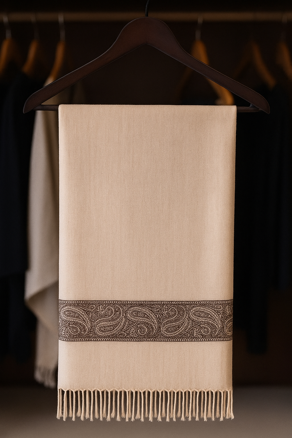 Luxury Pashmina Jacquard Border Shawl  Timeless Elegance