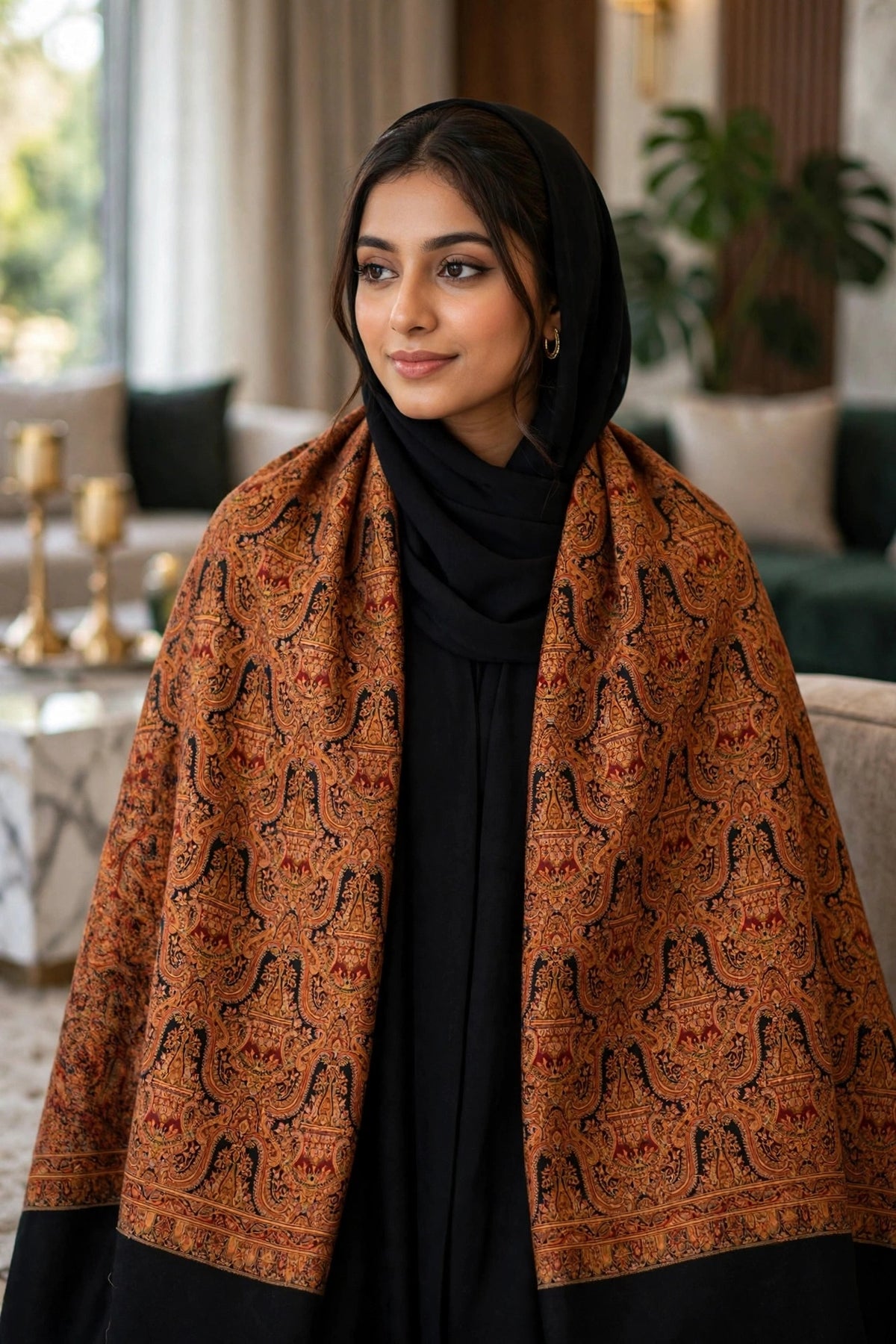 Luxury Black Kani Jama Shawl Pashmina Silk Zari Shawl Bridal Wedding Wrap