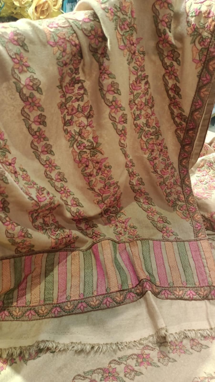 Elegant Karandi Shawl with Intricate Embroidery