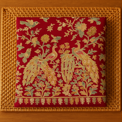 Peacock embroidery shawl