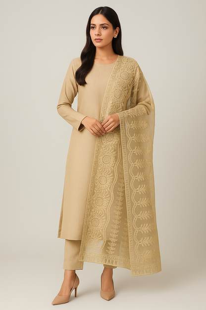 Organza Aari Embroidery Dupatta