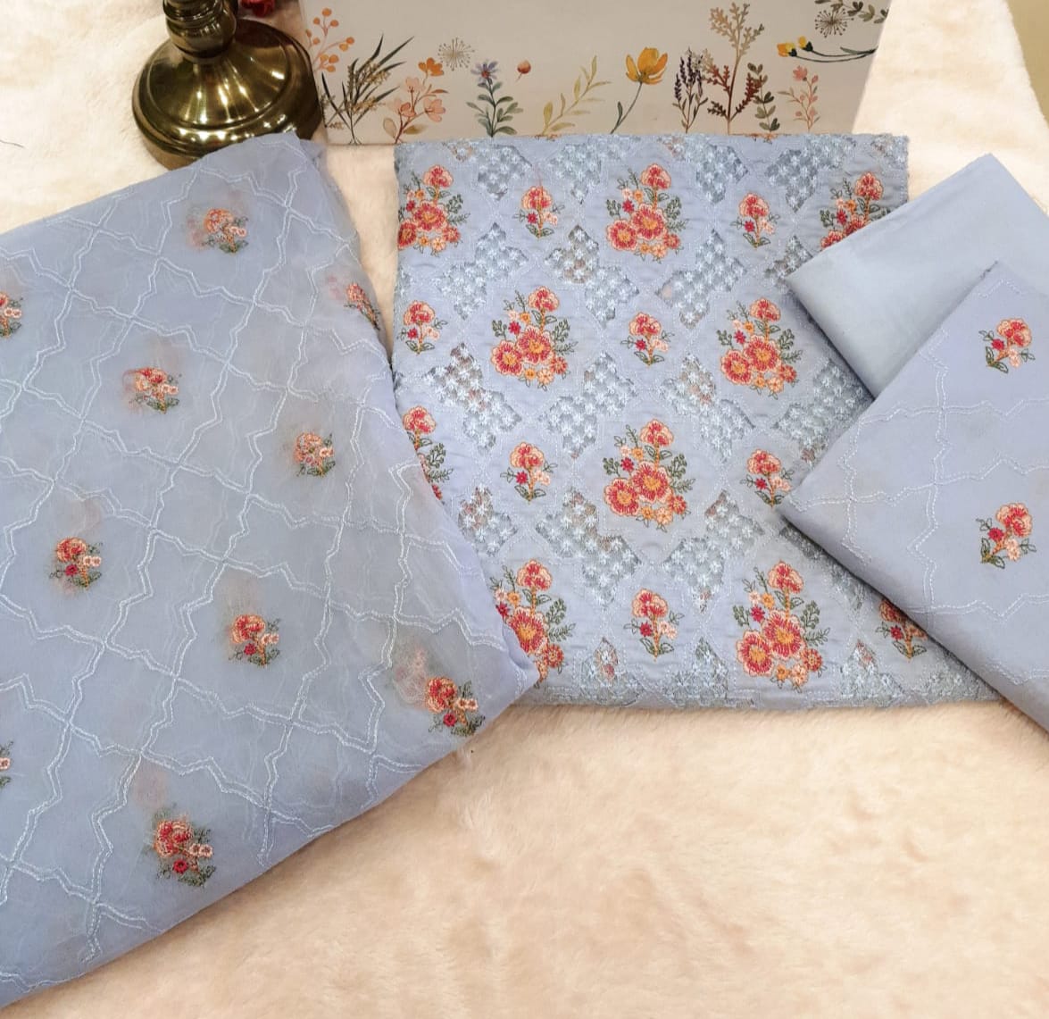 Pastel Blue Aari Embroidered Bareeze
