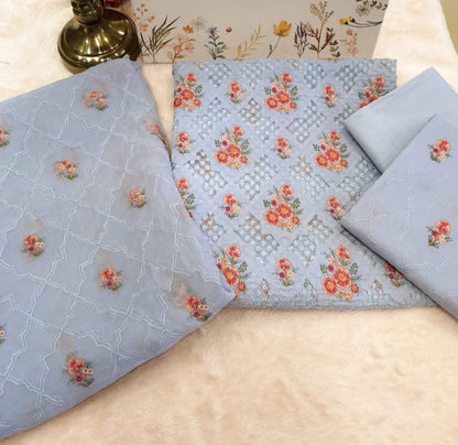Pastel Blue Aari Embroidered Bareeze