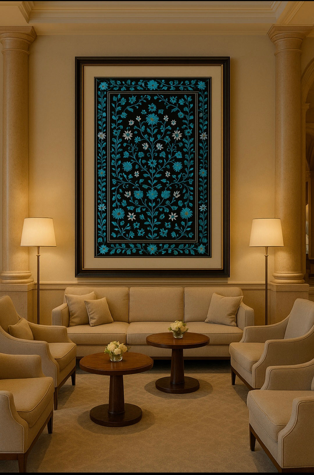 luxurious handcrafted Kashmiri wall tapestry