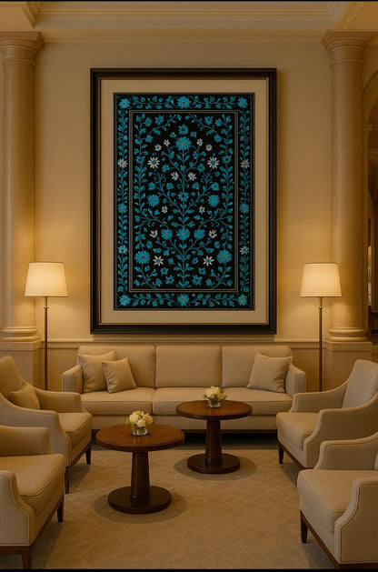 luxurious handcrafted Kashmiri wall tapestry