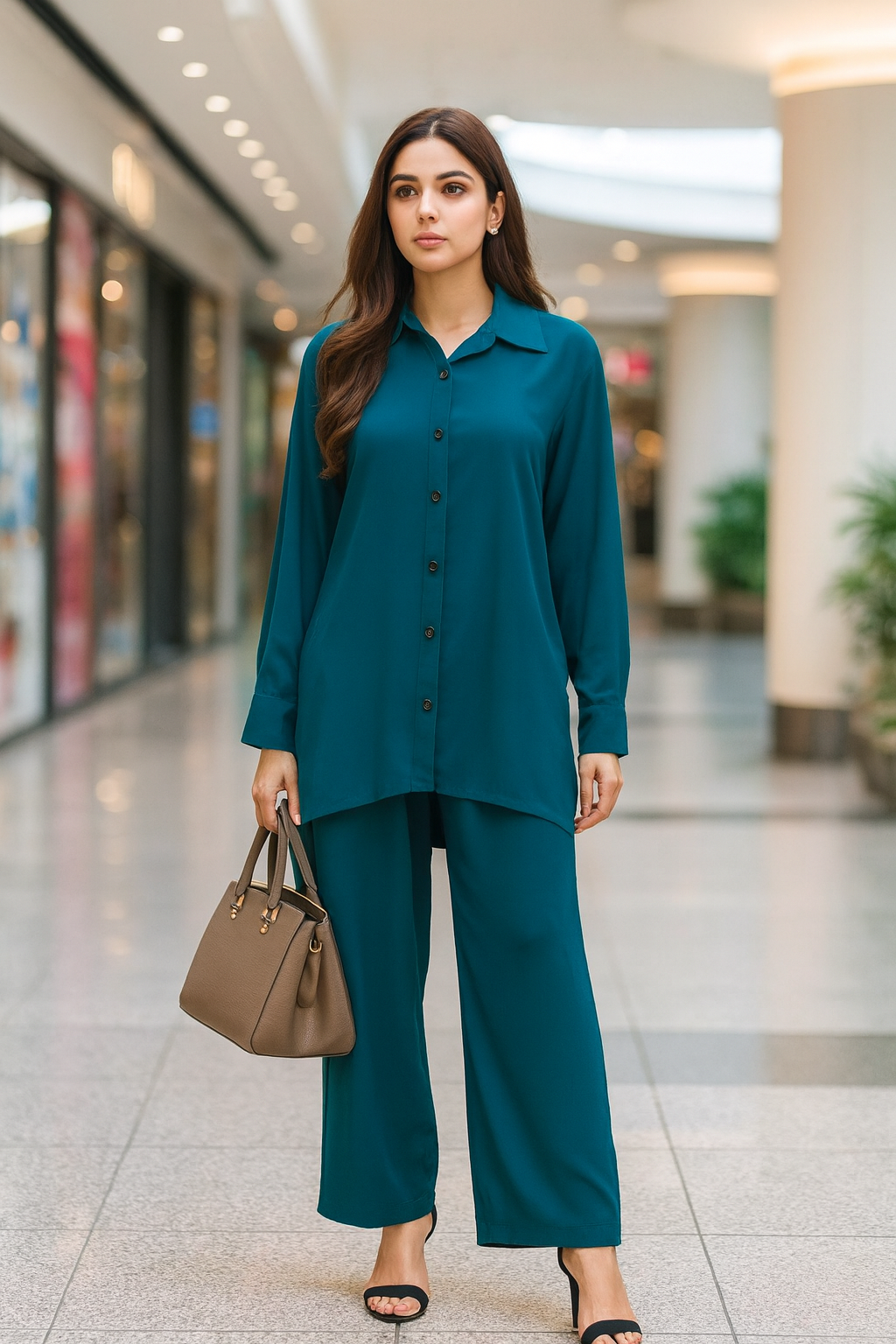 Teal Grip Coord Suit  Effortless Modern Elegance