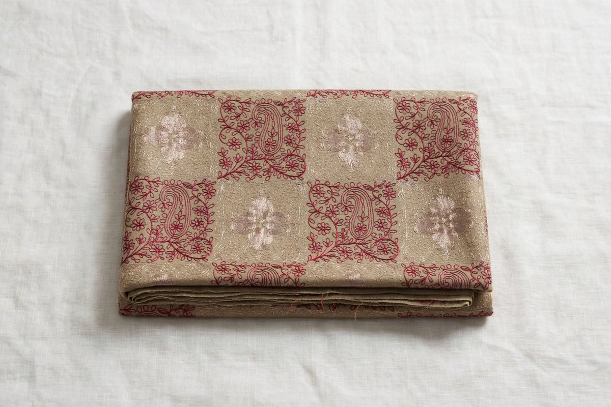 Beige Pashmina Aari Embroidery Shawl