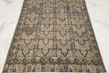 Luxury Black Gold Kani Silk Pashmina Shawl with Zari | Handmade Kashmiri Jama Shawl