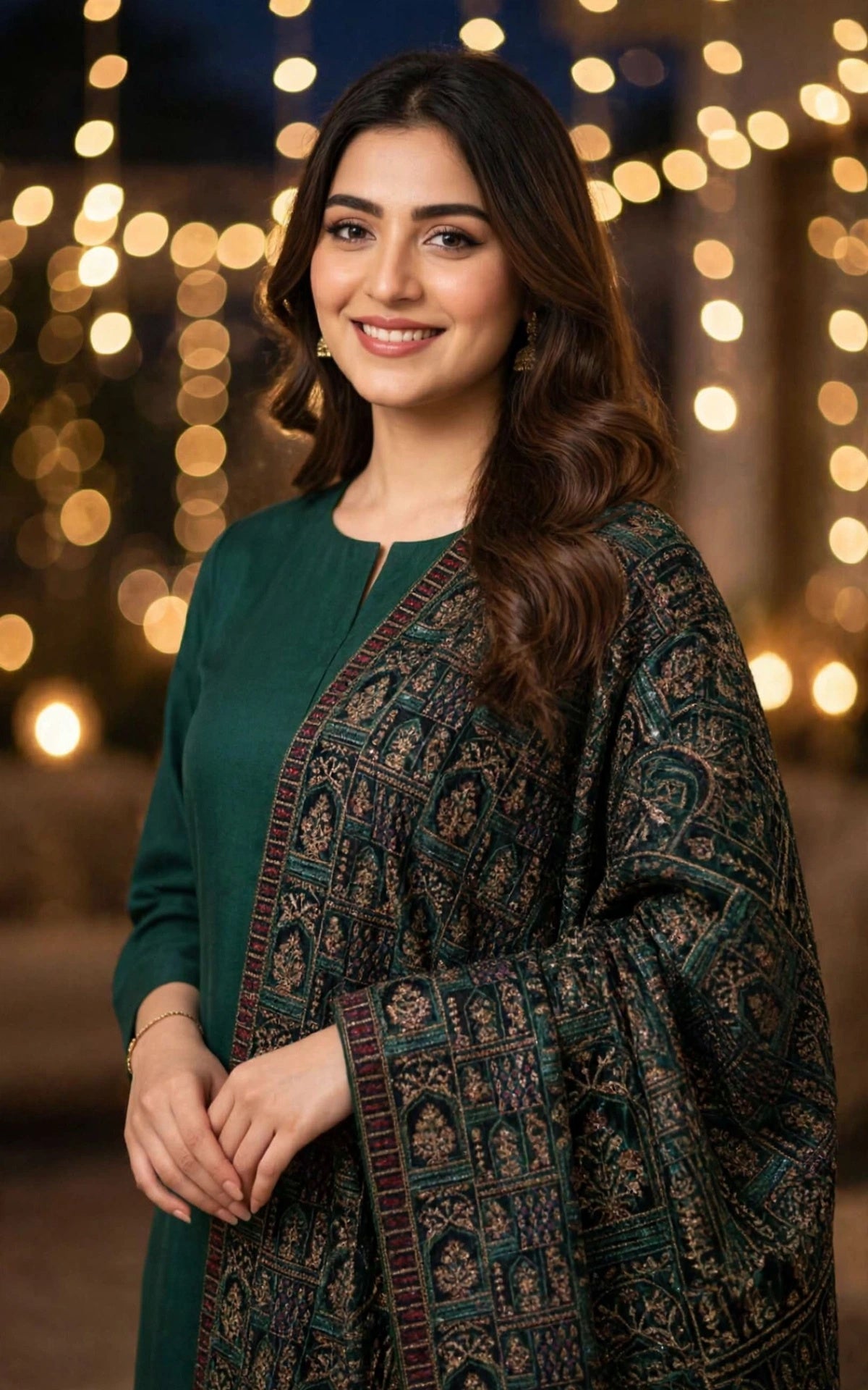 Regal Elegance in Emerald The Signature Velvet Shawl