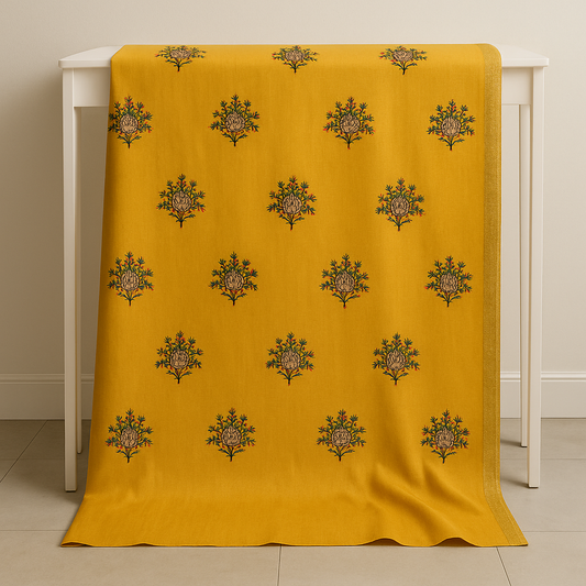 Mustard Yellow Embroidered Pashmina Shawl