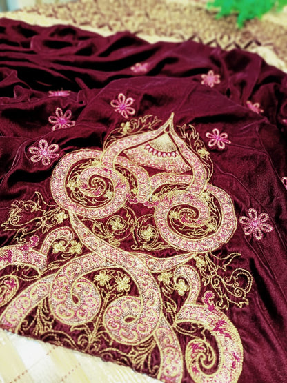 Velvet embroidered shawl