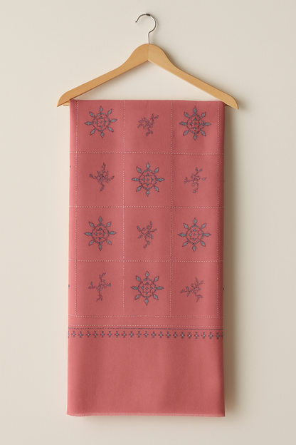 Hand embroidery pink pashmina shawl