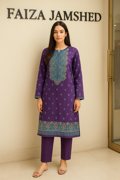 Midnight Blue Embroidered 2-Piece Lawn Suit