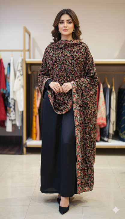 Luxury Velvet Embroidered Shawl Timeless Artistry