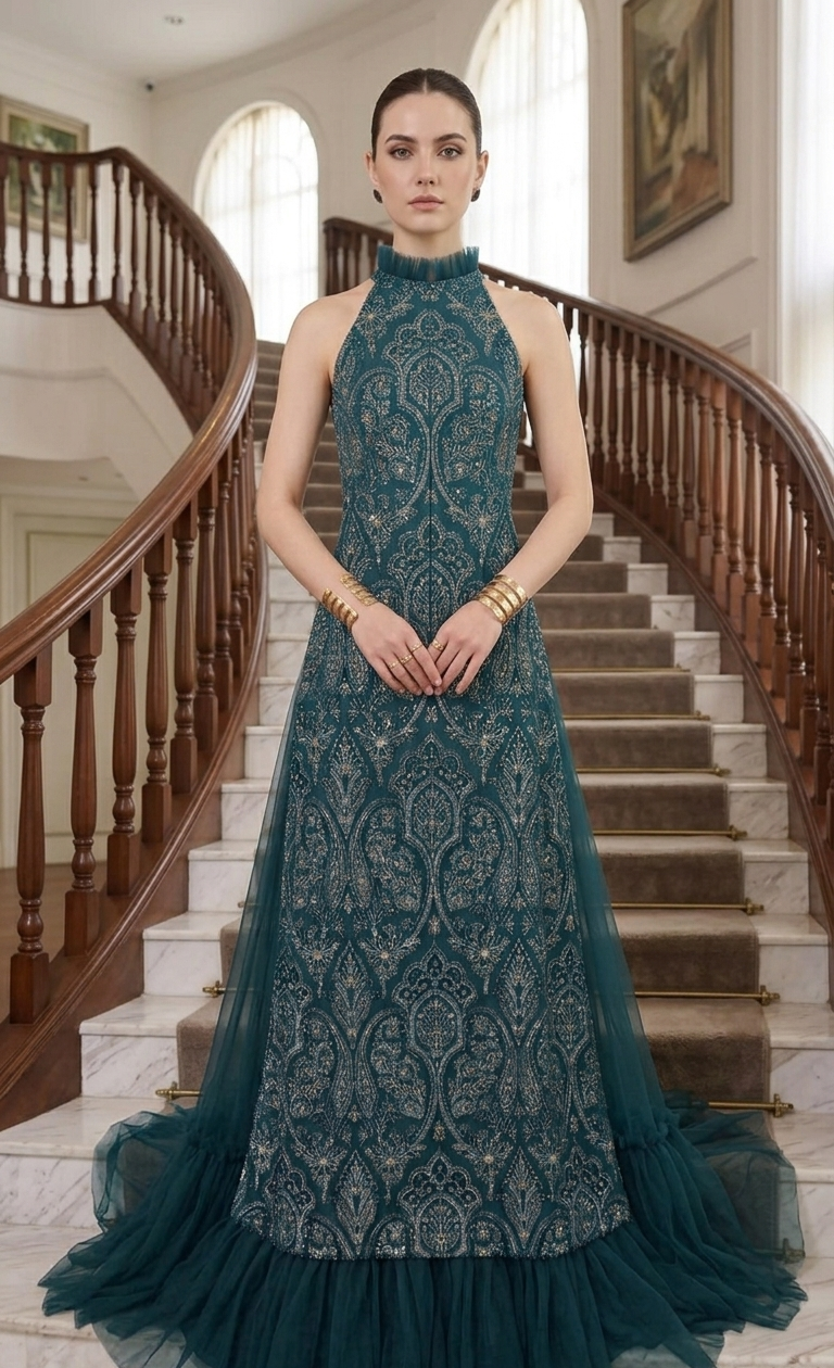 Sea-Green Laser-Cut Net Ensemble