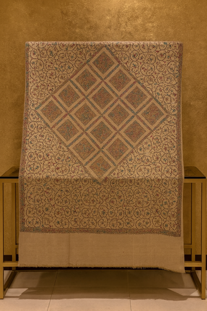 Elegant Pashmina Shawl with Fine Needle Embroidery