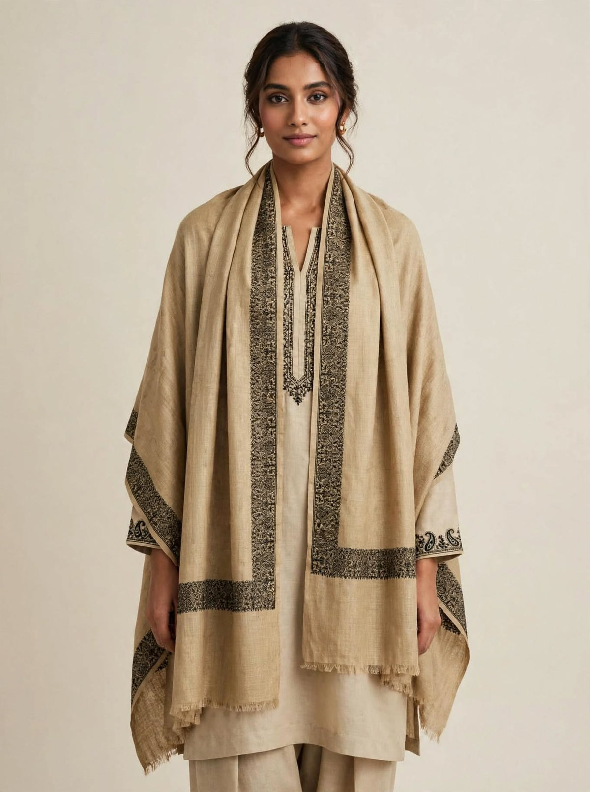 Sozni Embroidered Border Pashmina