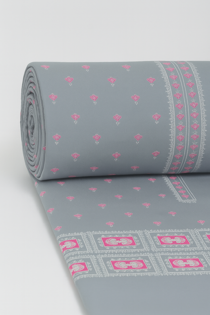 Powder Grey Pink Embroidered Lawn 2-Piece