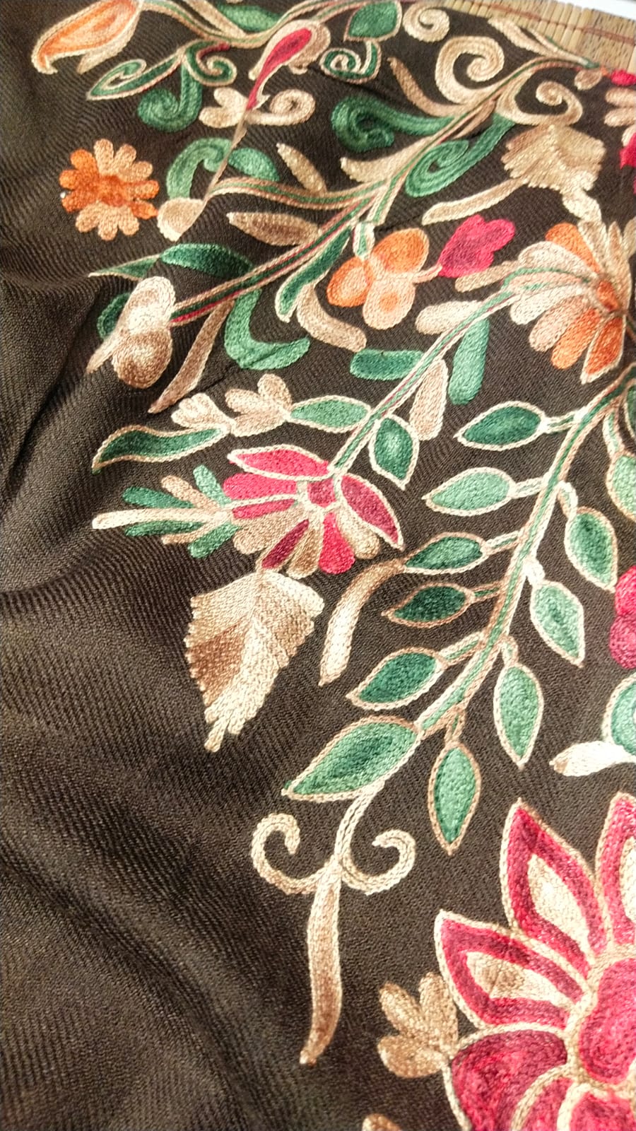 Kashmiri Embroidered Pashmina Kaftan – Chocolate Bloom