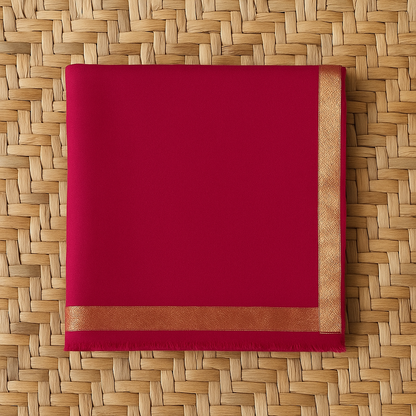 Zari Border Pashmina Shawl  Magenta Elegance