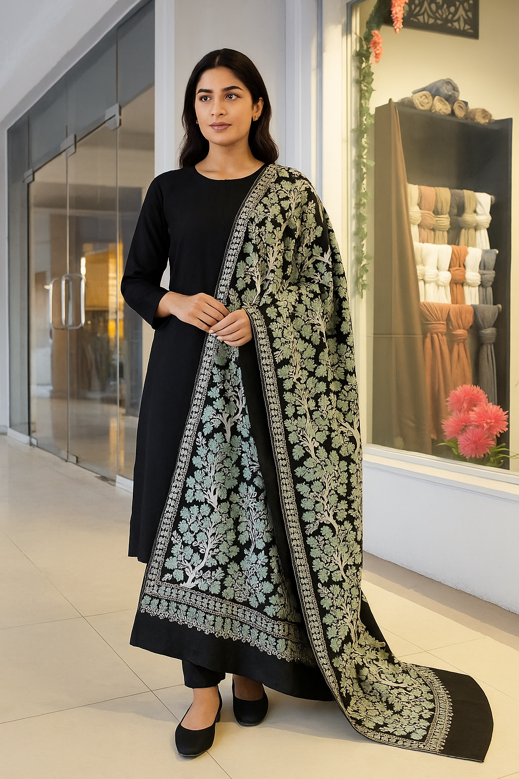 Pashmina Shawl Tree Motif Design