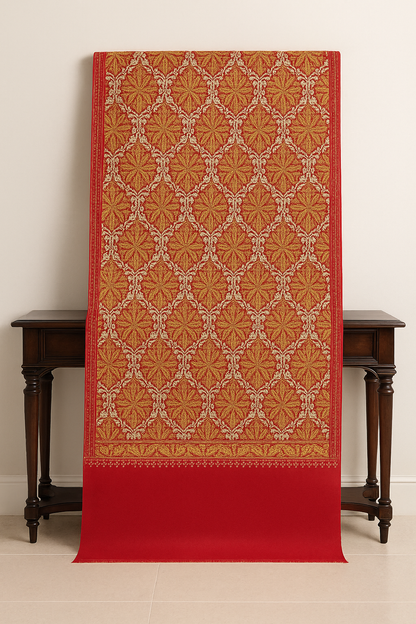 Lightweight Pashmina Aari Embroidery Shawl Red & Golden Elegance
