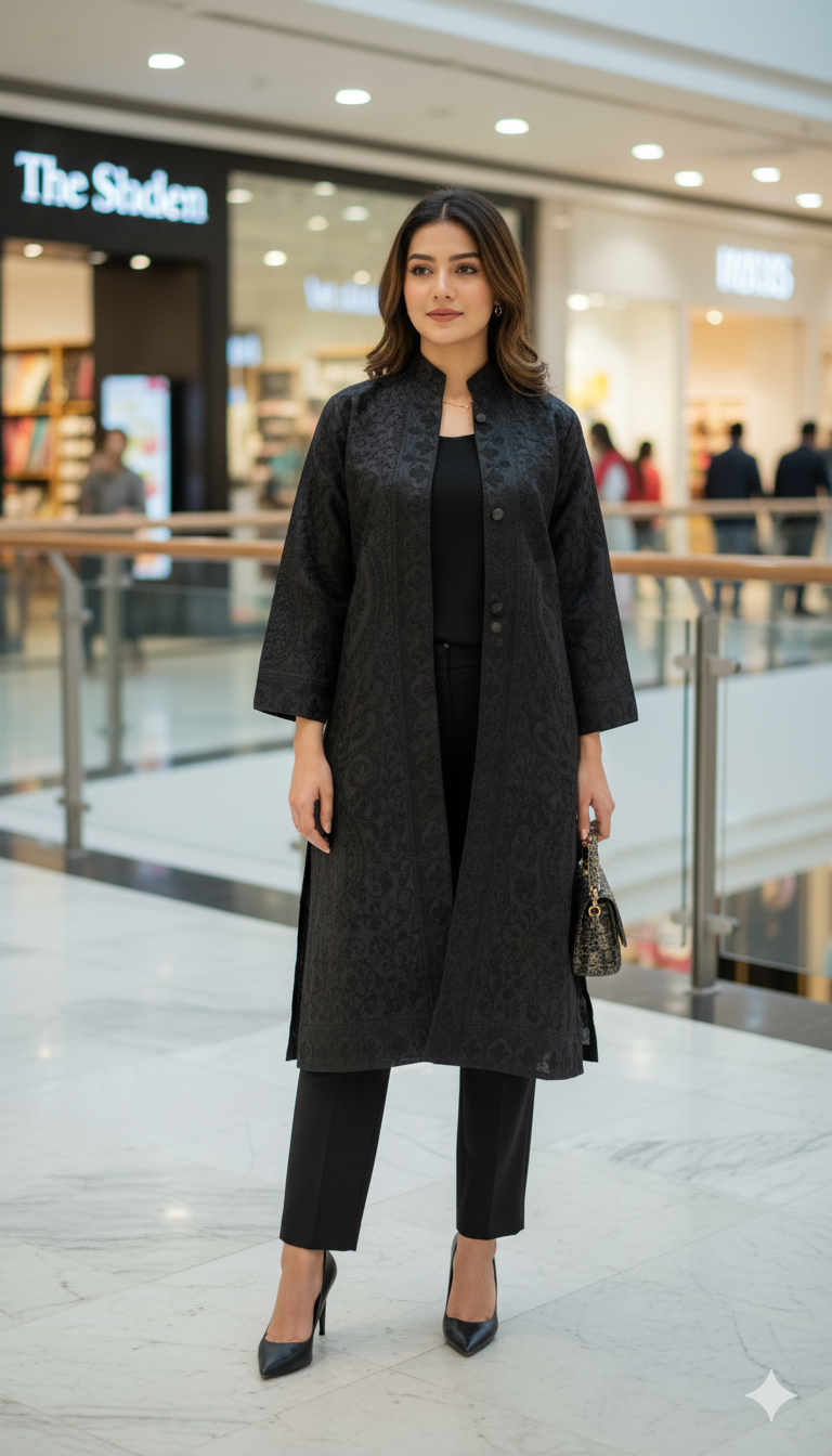 The Royal Black Silk Jacquard Jacket