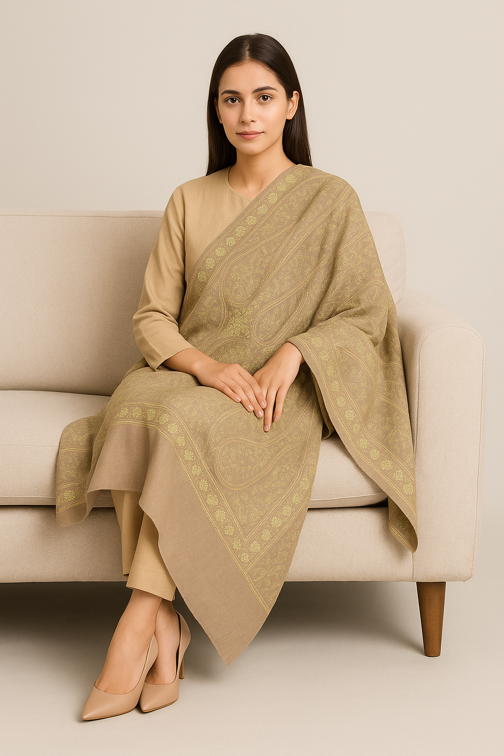 Luxury Pashmina Aari Embroidery Shawl