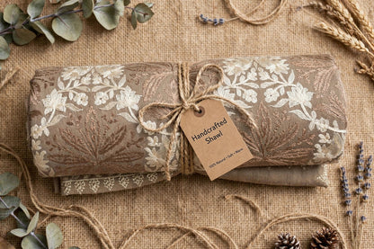 Pashmina beige aari shawl