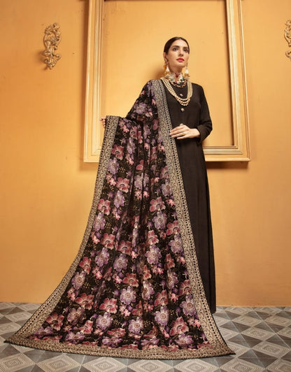 Velvet embroidered shawl