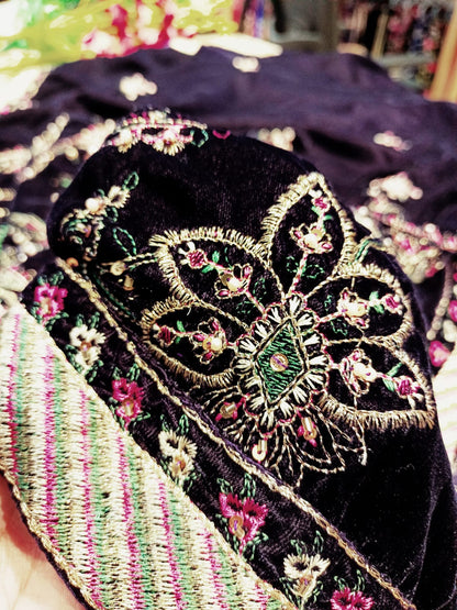 Velvet embroidered shawl