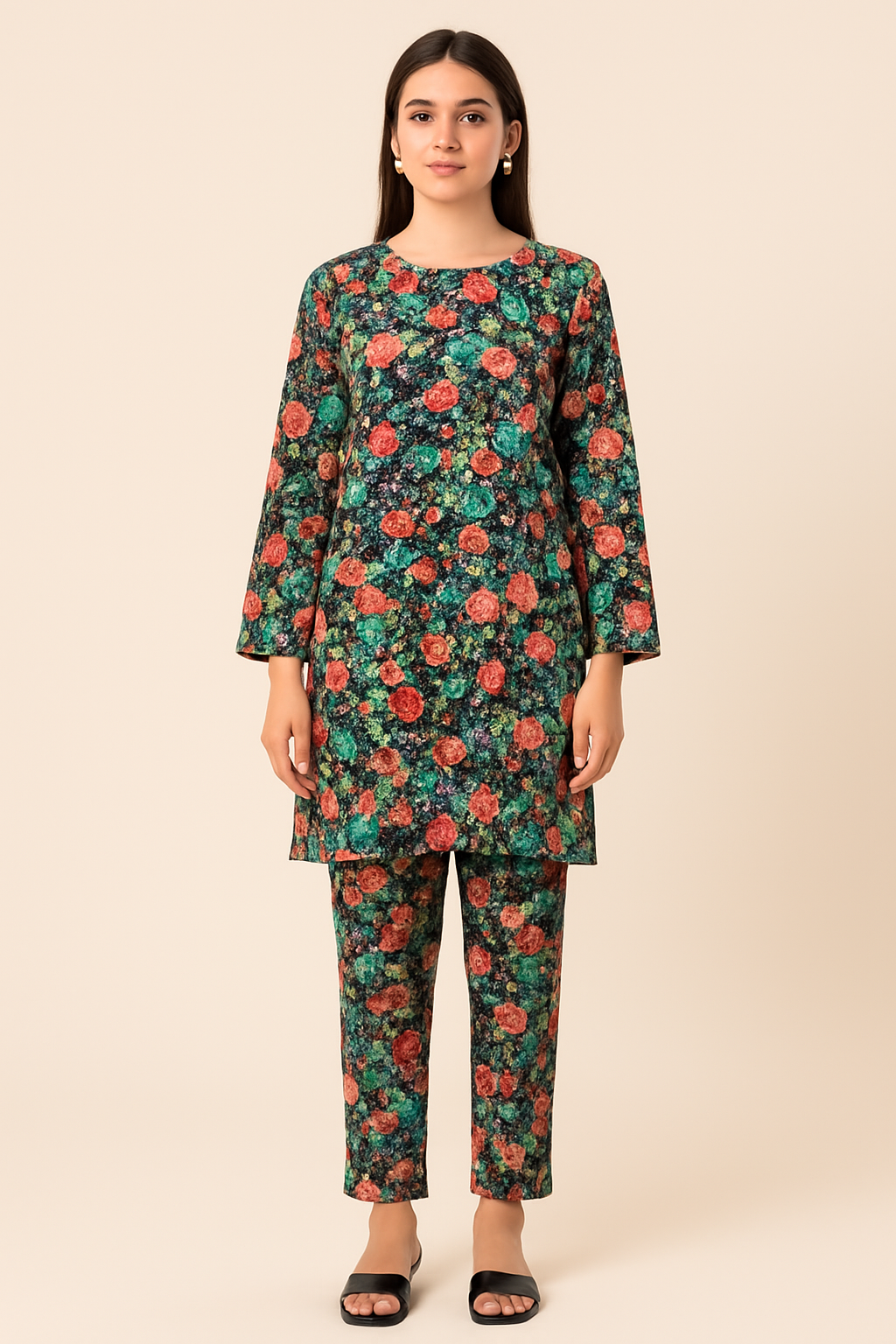 Multicolor Floral Print on Black Base