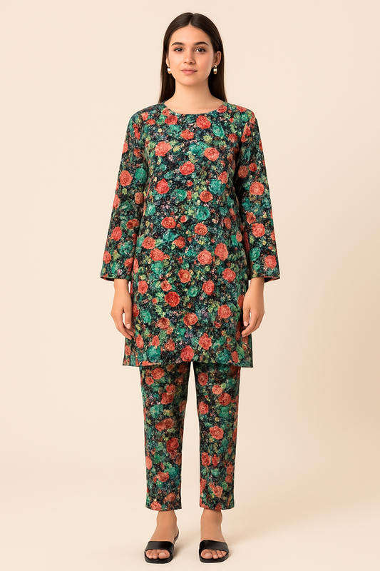 Multicolor Floral Print on Black Base