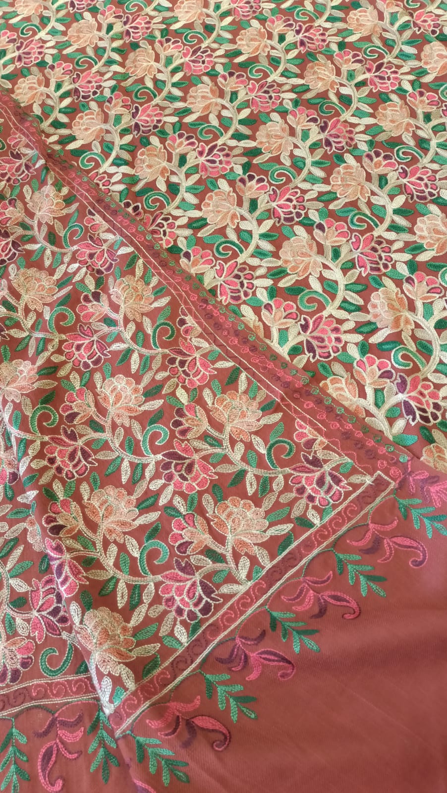 Exquisite Aari Embroidery Pashmina Shawl