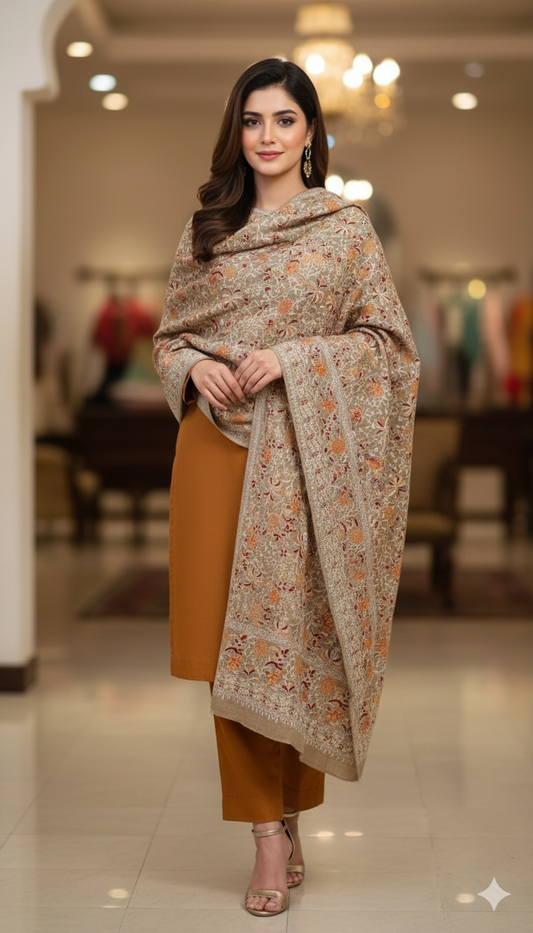 Luxury Embroidered Pashmina Shawl