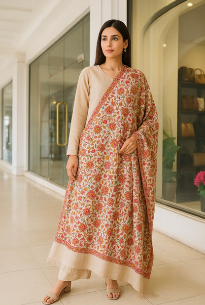 Elegant Floral Pashmina Embroidered Shawl
