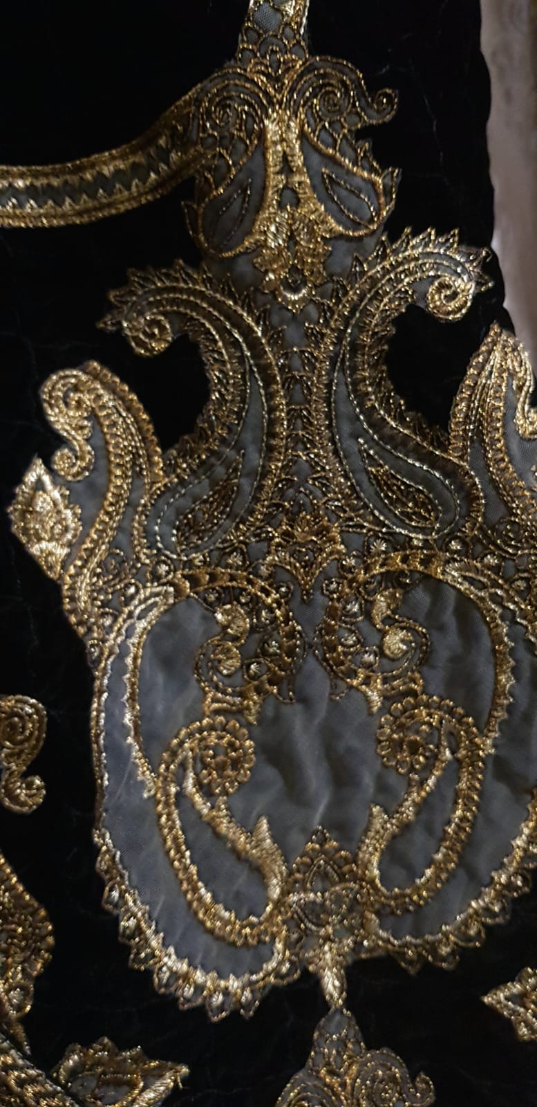 Velvet embroidered shawl