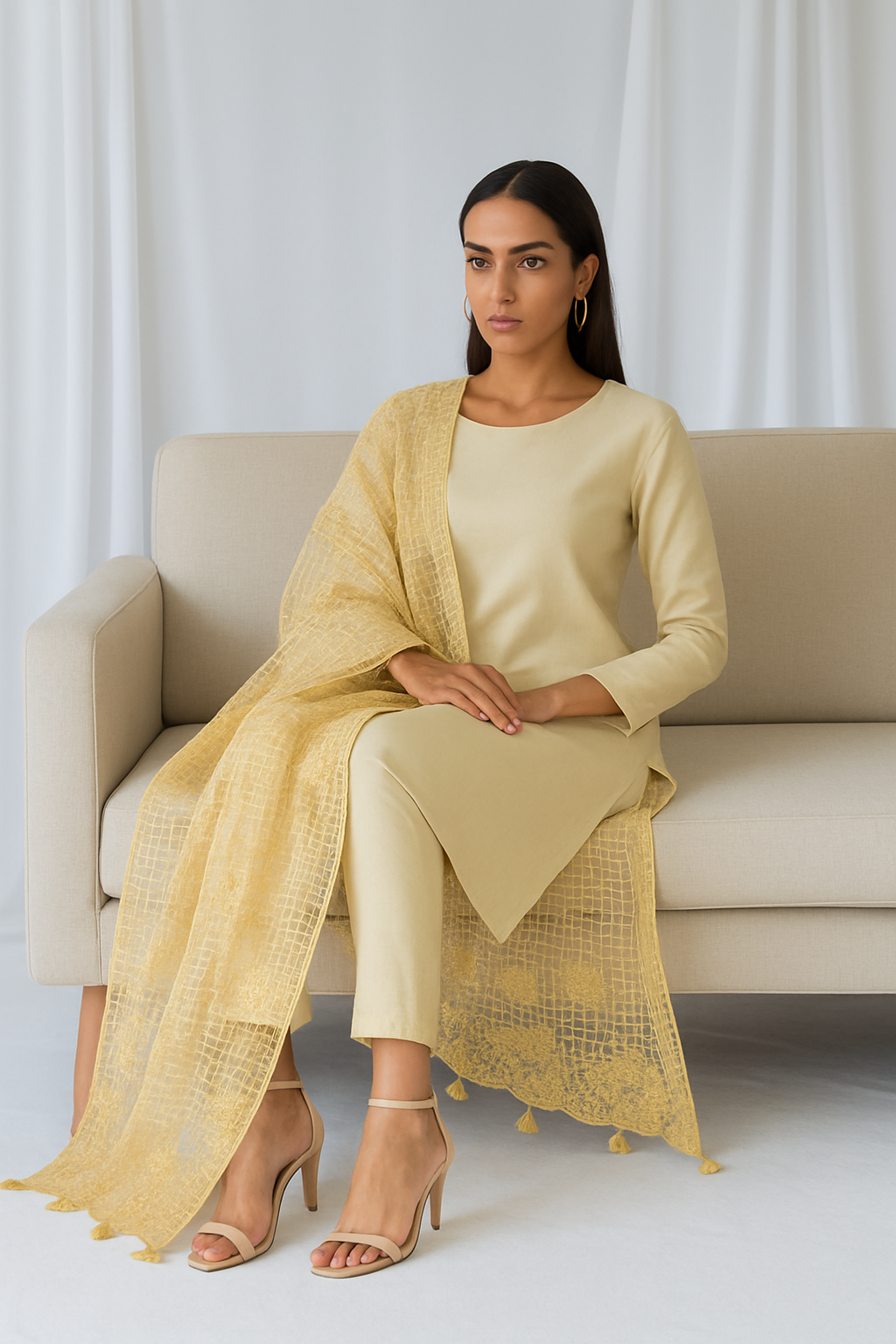 Luxury Lawn Embroidered Dupatta with Thread & Stone Work