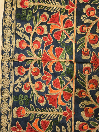 Floral Medallion Embroidered Silk Floor Cushion