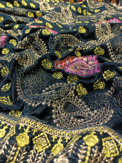 Velvet embroidered shawl