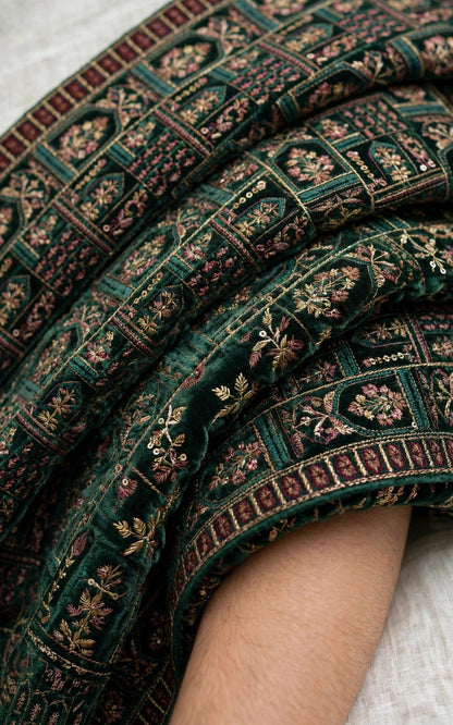 Regal Elegance in Emerald The Signature Velvet Shawl