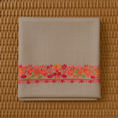 Luxury Pashmina Shawl with 4-Side Floral Embroidered Border