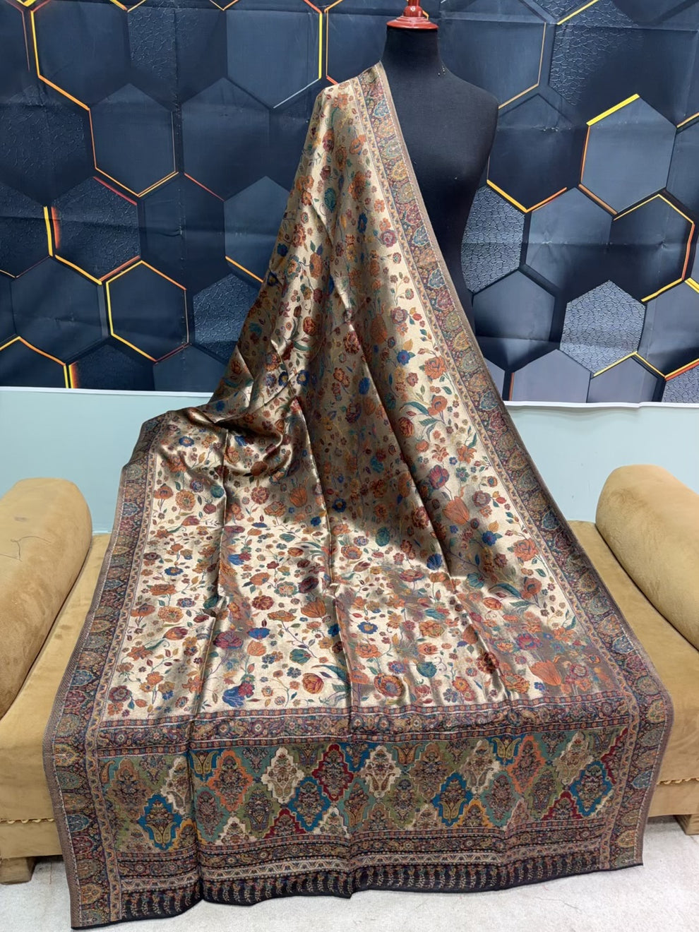 Moonlight Kani Silk Shawl, Wedding Wrap Perfect Gift Made in Kashmir