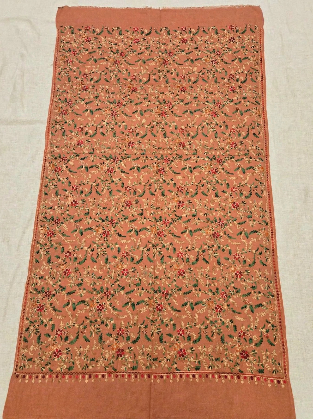 Peach Blossom - Kashmiri Aari Embroidered Pashmina Shawl