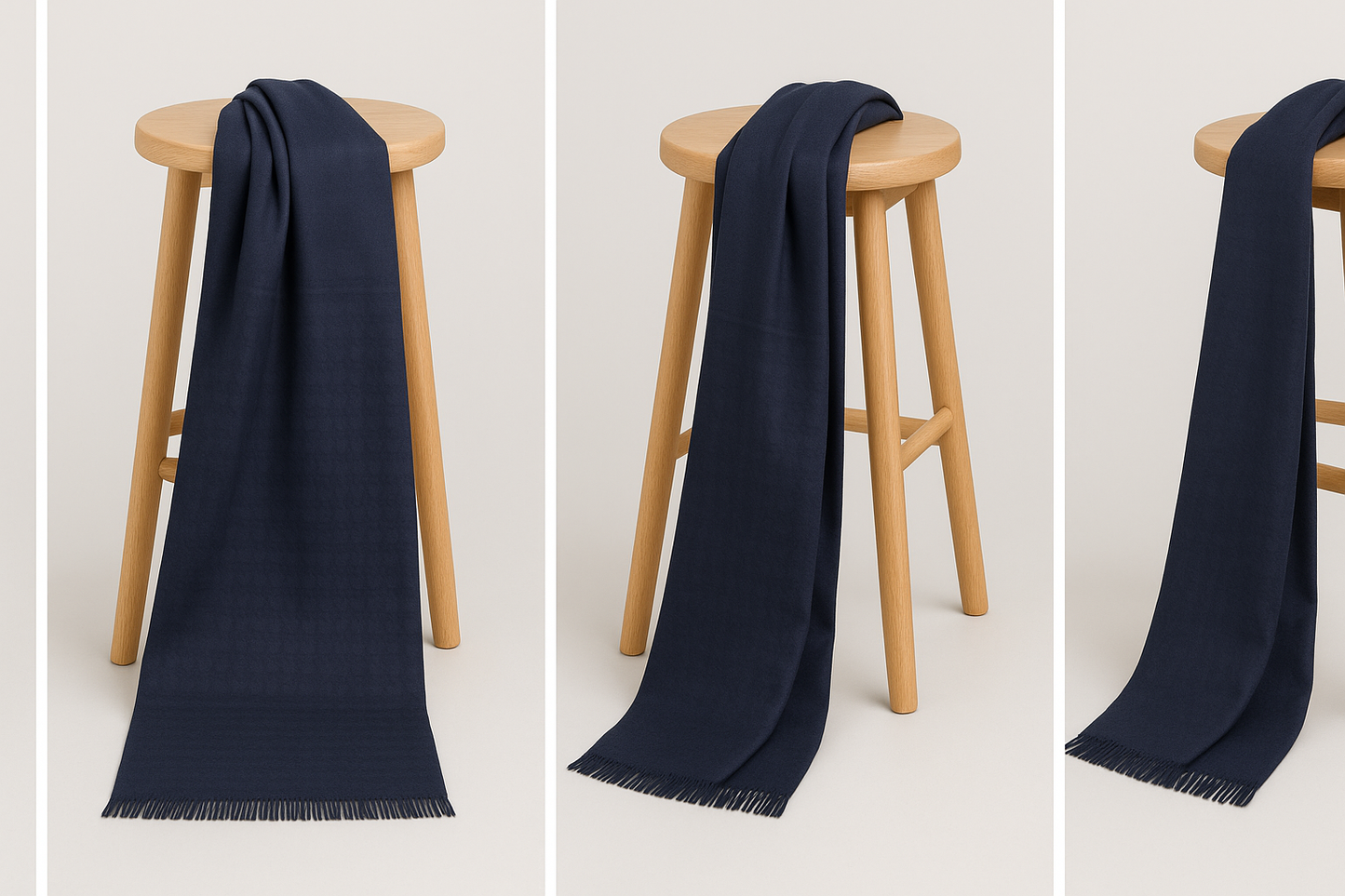 Elegant Navy Blue Houndstooth Winter Stoler