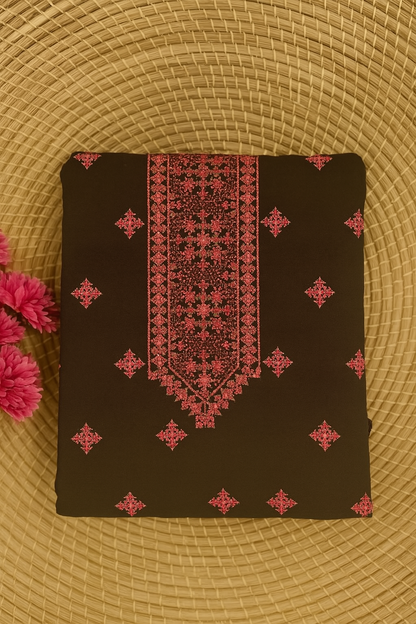 Black & Deep Pink Embroidered Lawn 2-Piece