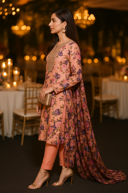 Floral 3pc gota hand  embroidery