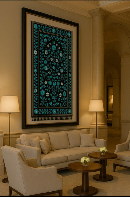 luxurious handcrafted Kashmiri wall tapestry